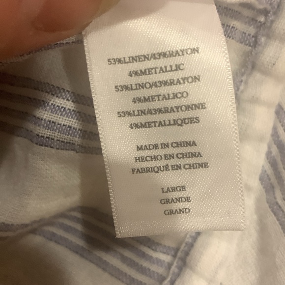 NWOT Rails Marti Cayman Stripe White Linen Blend Long Sleeve Blouse Size Large - Picture 15 of 16